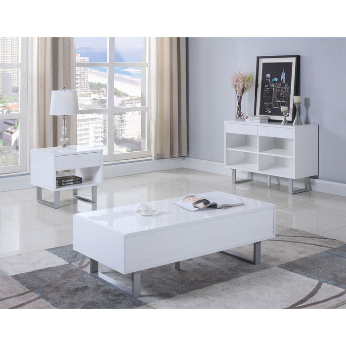 1 Drawer End Table With U-Shaped Legs - White