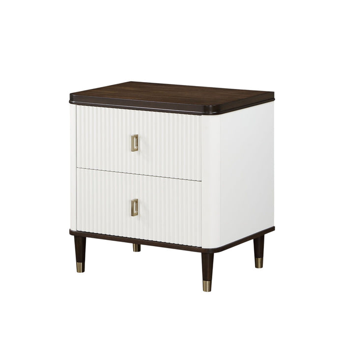 Carena - Night Stand With USB - White / Walnut