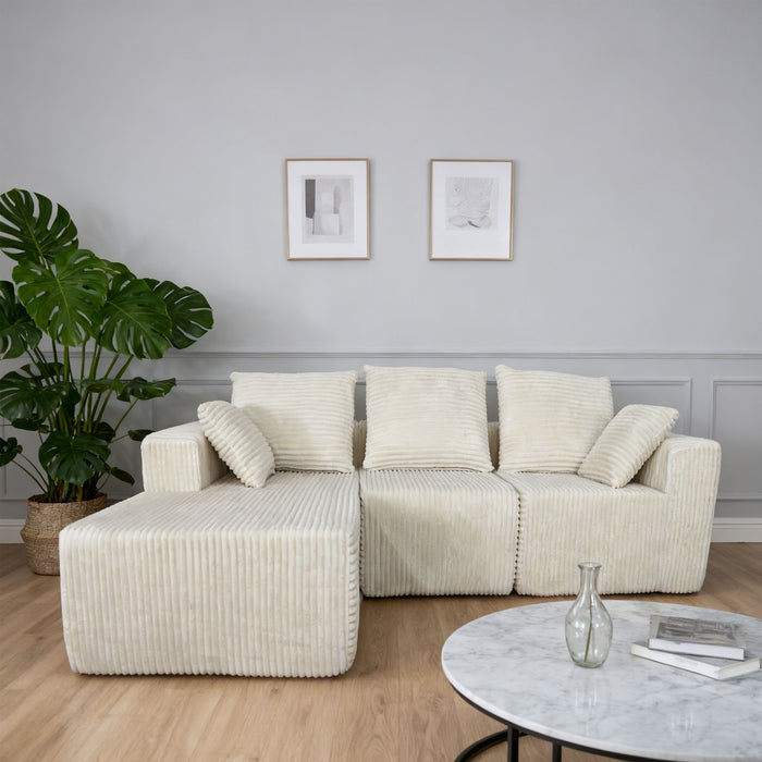 Corner Combination Sofa Sectional Couch With Soft Plush Fabric
