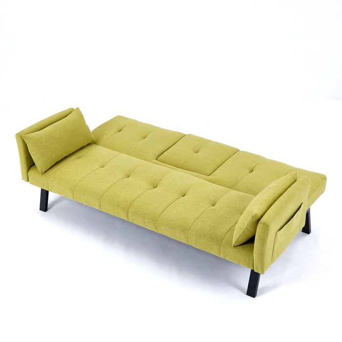 Sofa Bed With Foldable Design And Cup Holder - Green
