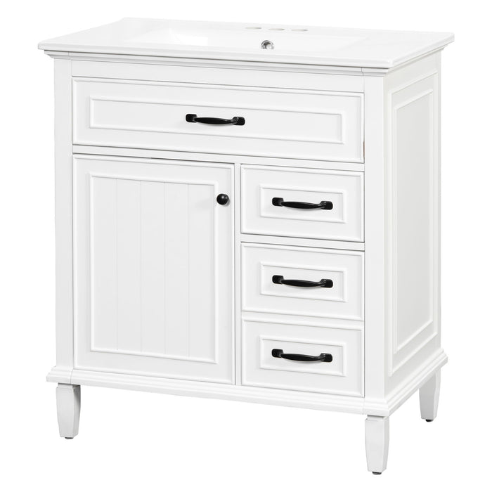 Bathroom Vanity With Sink Top, Flip Drawers, Adjustable Shelf