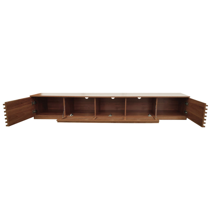 TV Stand, Entertainment Center With Cable Management And Soft Closing Hinges - Walnut