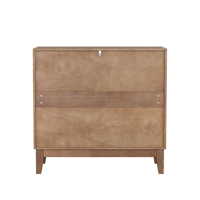 Geometric Design Sideboard With 2 Doors And Adjustable Shelves - Tangerine / Walnut