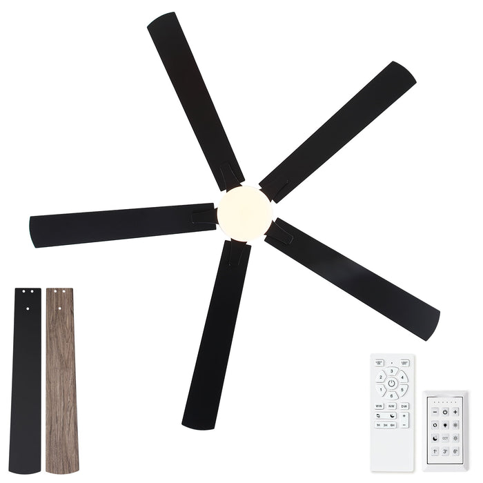 Ceiling Fan With Lights And Remot With Quiet DC Motor, 6 Speeds, Reversible Blades - Black