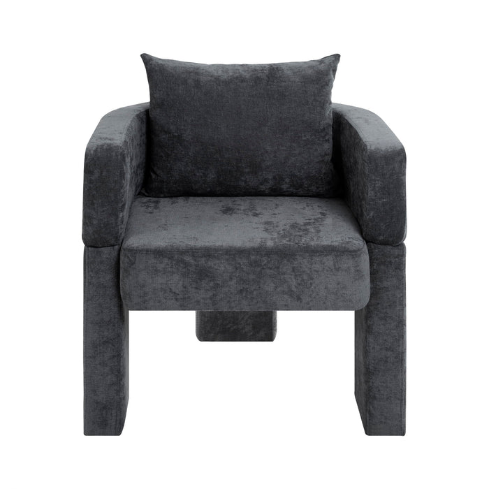 Modern 3 Leg Chenille Accent Chair With Ergonomic Arms & Removable Pillow