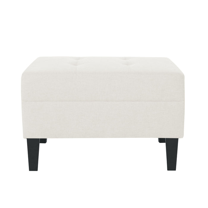 Classic Ottoman With Birch Wood Legs And Fabric Upholstery