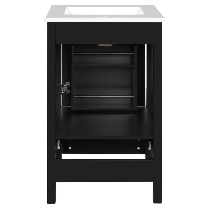 Bathroom Vanity With Ceramic Sink, Soft Close Drawers, Door Organizer, Divider Drawer, Adjustable Foot Pads