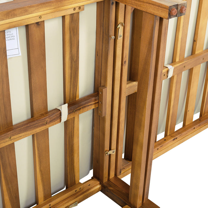 Premium Outdoor Sofa Set With Waterproof Cushions Sectional Seating Group With Acacia Wood And Wicker - Brown Mix / Beige