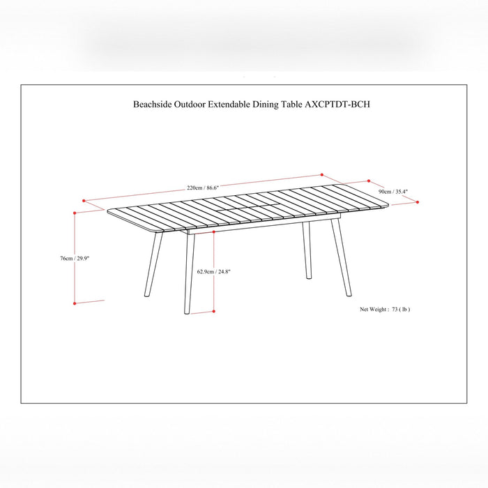 Beachside - Outdoor Extendable Dining Table - Light Teak