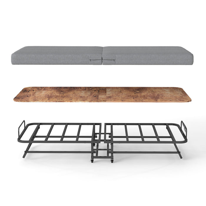 Portable Folding Bed With Memory Foam Mattress, Lockable - Gray