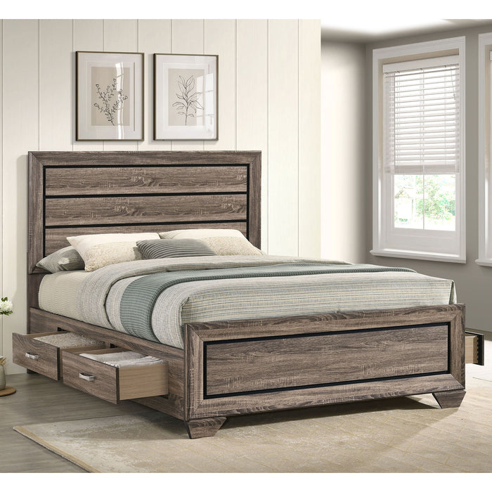 Queen Storage Bed With Underbed Drawers - Brown