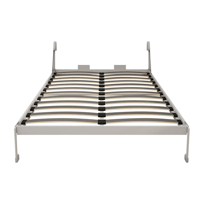 Queen Size Vertical Murphy Wall Cabinet Folding Bed With Automatic Legs - Gray
