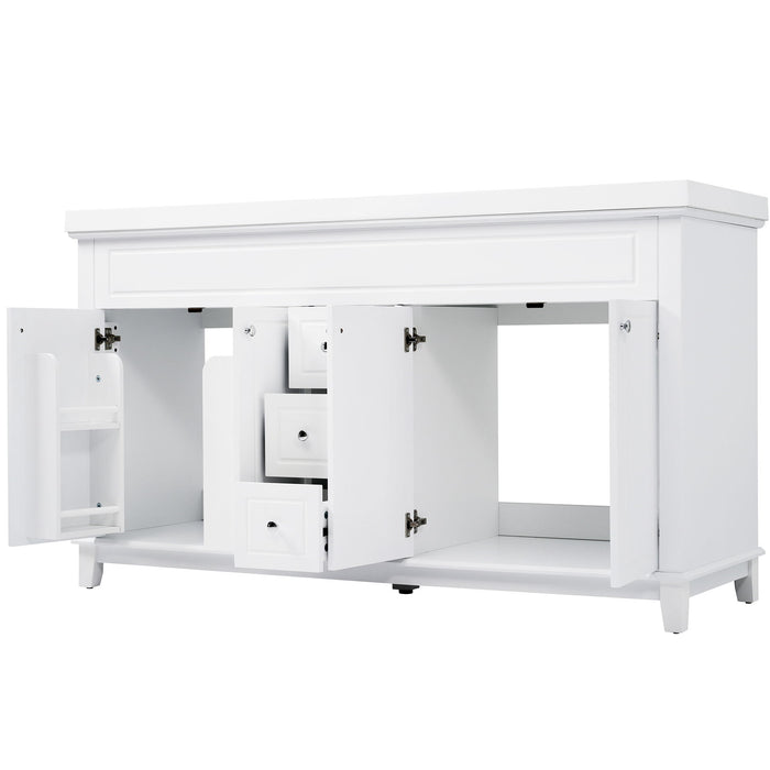 Bathroom Vanity With Double Sinks, 3 Drawers & 4 Doors - White