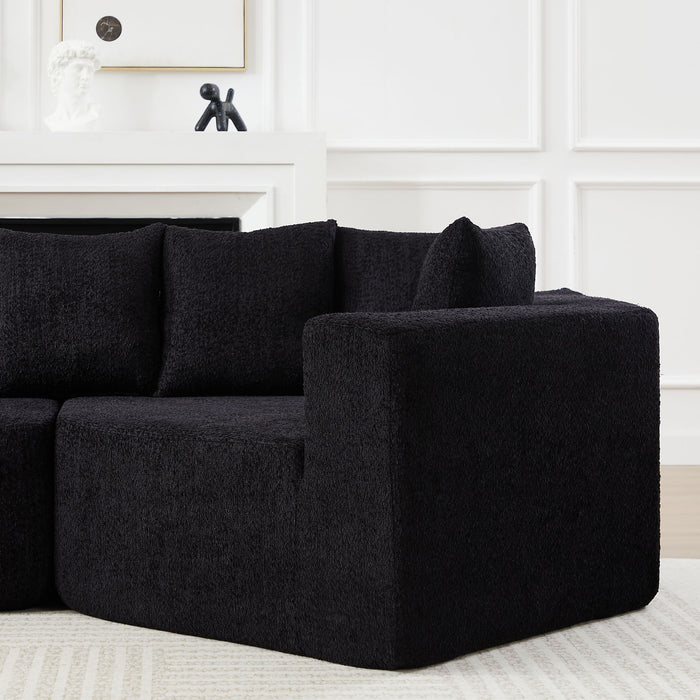 L - Shaped Modular Sofa With Deep Seat And 11 Pillows