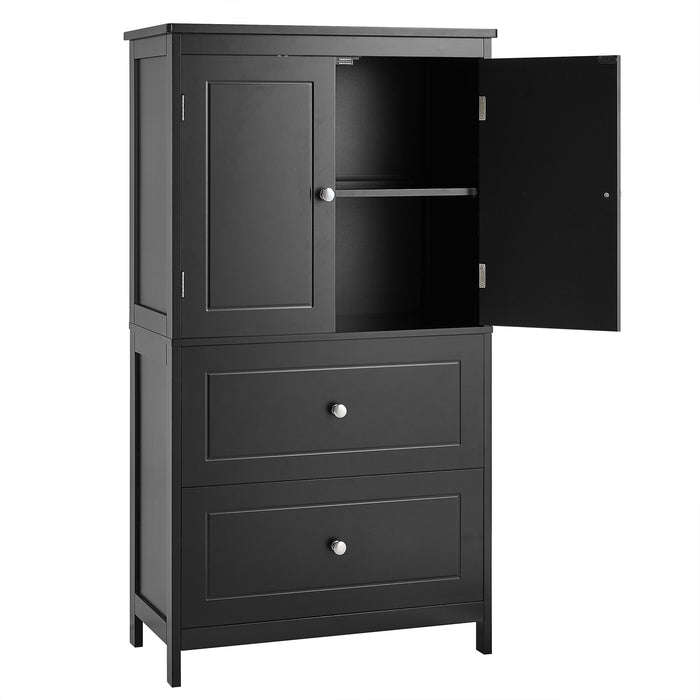 Bathroom Storage Cabinet With 2 Doors And Drawers, Adjustable Shelf