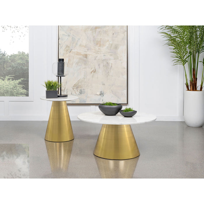 Landry - Round End Table - White Marble