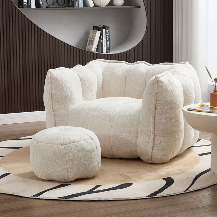 Soft Chenille Bean Bag Chair With High Resilient Foam