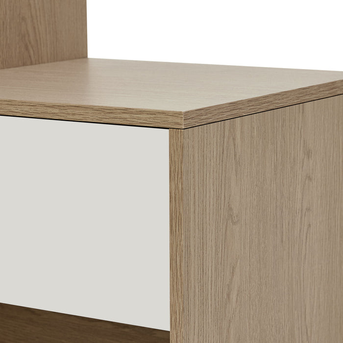 Modern Multi Functional Shoe Storage Bench & Cabinets With Adjustable Shelves - Gray / Natural Wood / White