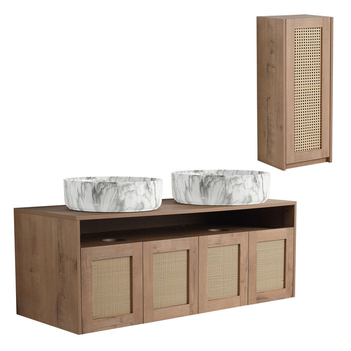 Bathroom Vanity & Art Sink And Side Cabinet, Float Mounting Design