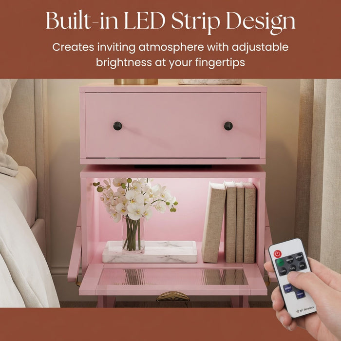 Robot LED Nightstand With 360° Rotating Drawer