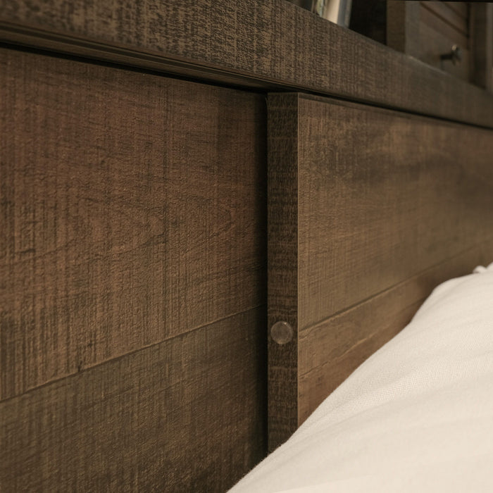 Peyton - Queen Bookcase Bed - Penny Brown