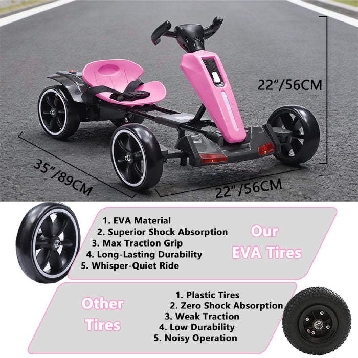 Electric Kids Pedal Go Kart With Adjustable Seat, Foldable Design