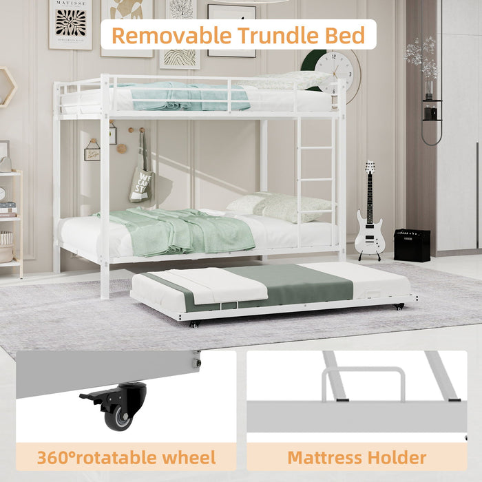 Bunk Bed For Kids, Convertible Frame With Ladders & Guardrail