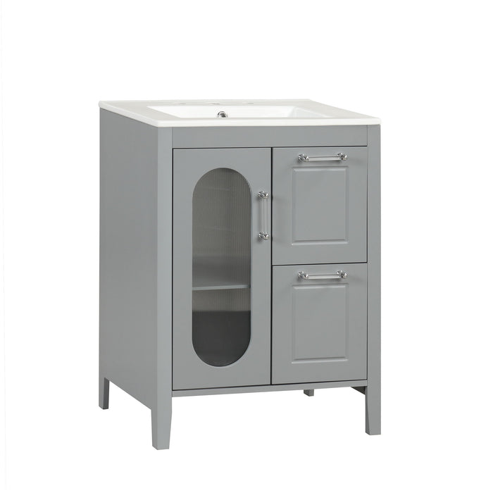 Modern Bathroom Vanity With Sink, Cabinet With 2 Drawers And Door, Adjustable Shelf