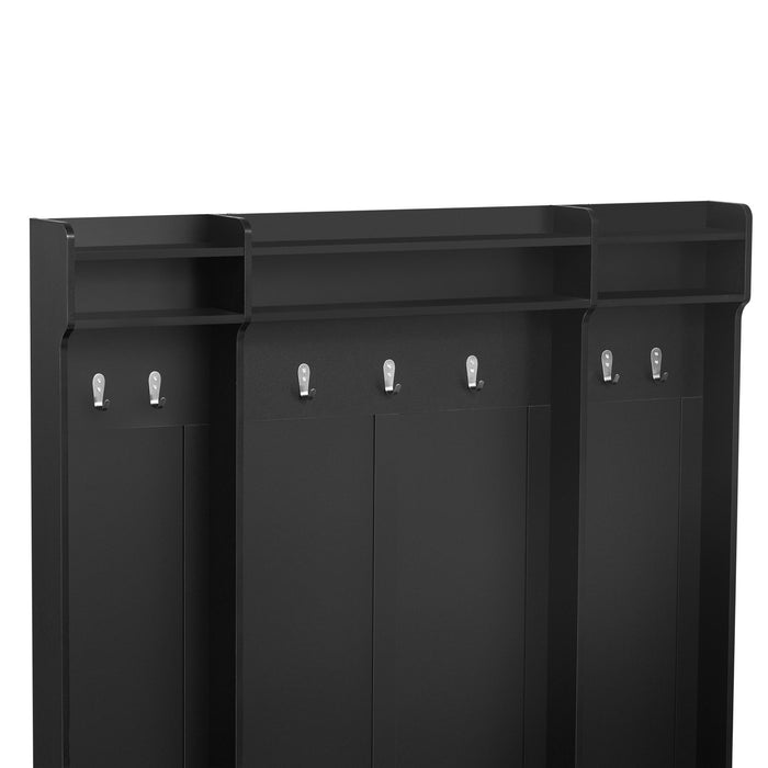 5 In 1 Entryway Bench With Coat Rack, 7 Sturdy Hooks, 2 Spacious Drawers And Adjustable Shelves