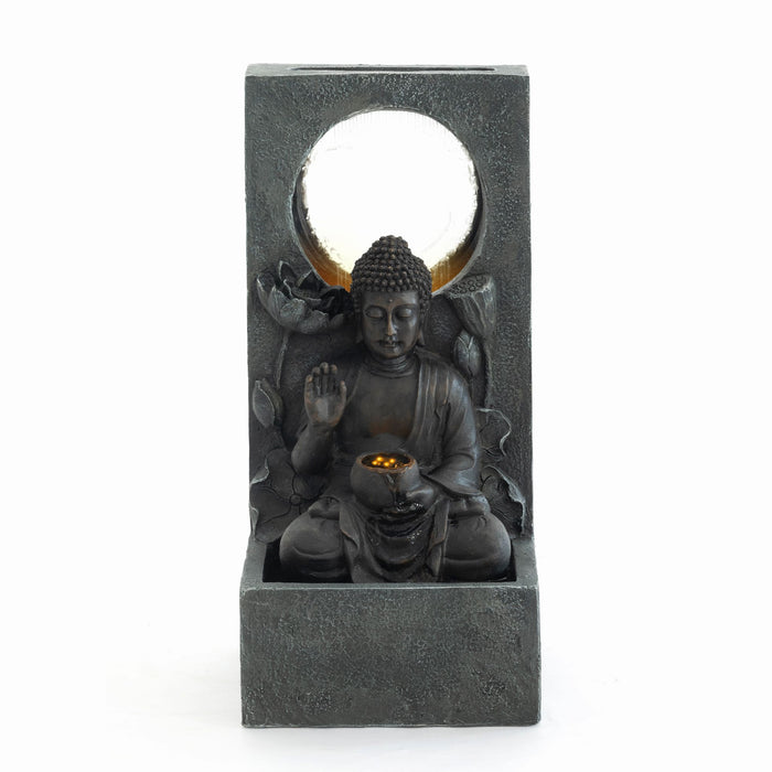 Zen - Outdoor Buddha Waterfall Fountain - Black