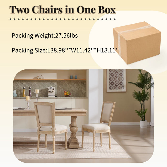 Dining Chairs Upholstered With T - Shaped Back (Set of 2) - Beige