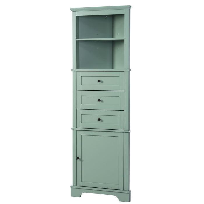 Tall Storage Cabinet With 3 Drawers And Adjustable Shelves For Bathroom