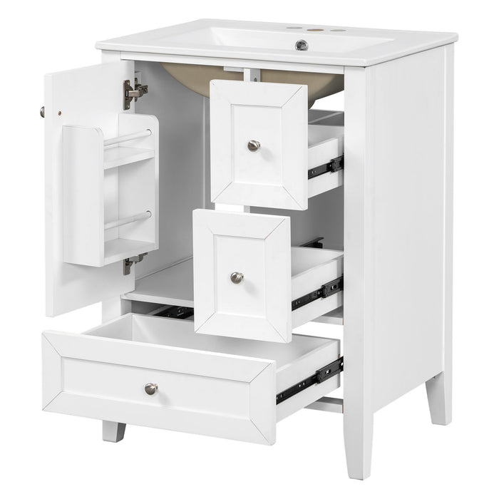 Modern Bathroom Vanity With Sink, Freestanding Cabinet With Drawers And Shelves