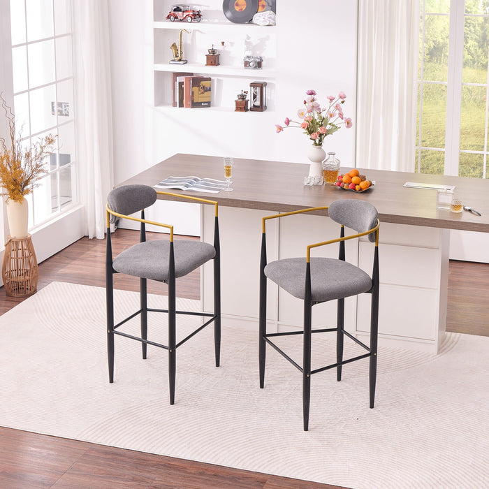 Upholstered Bar Stool With Ergonomic Design (Set of 2)