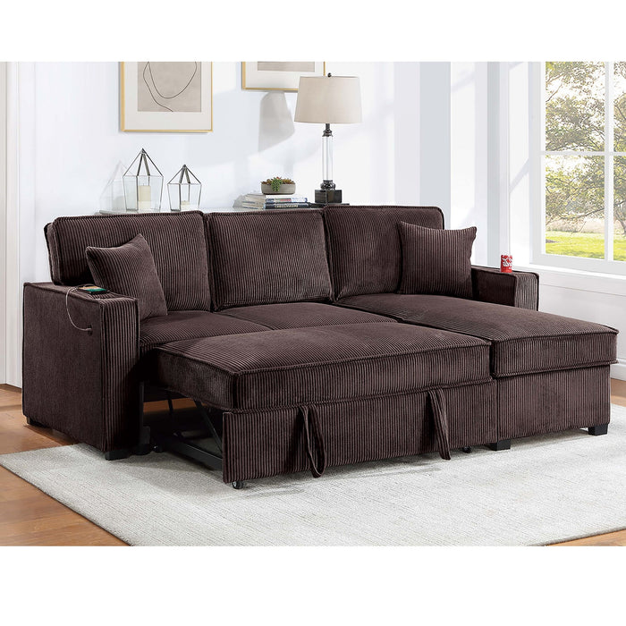 Convertible Sectional With USB / USB - C Port, Storage Chaise, Pull-Out Bed