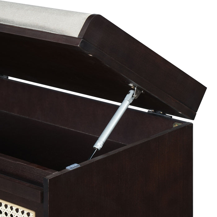 Entryway Shoe Bench With Drawers & Button Tufted Cushion