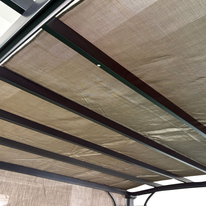 13' X 7.7' Outdoor Pergola Sun Shade Cover Cloth Patio Canopy Hdpe Permeable With Grommets - Brown