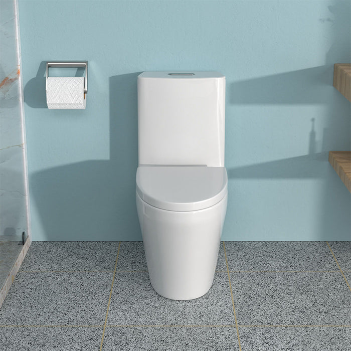 1 Piece Toilet For Bathroom, Dual Flush 1.24 / 1.6 Gpf, Soft Closing Seat - White