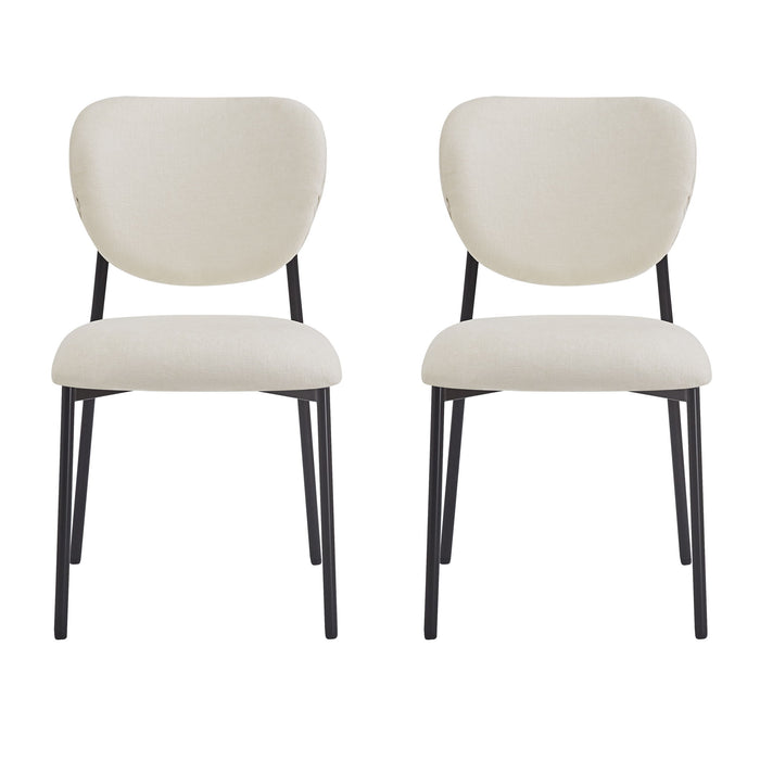 Modern Upholstered Dining Chairs With Metal Legs (Set of 2) - Beige