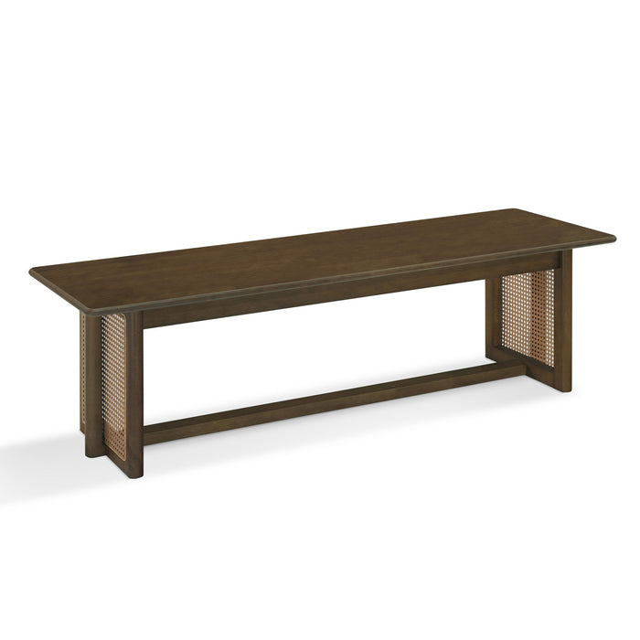 Dining Bench With Rattan Weave