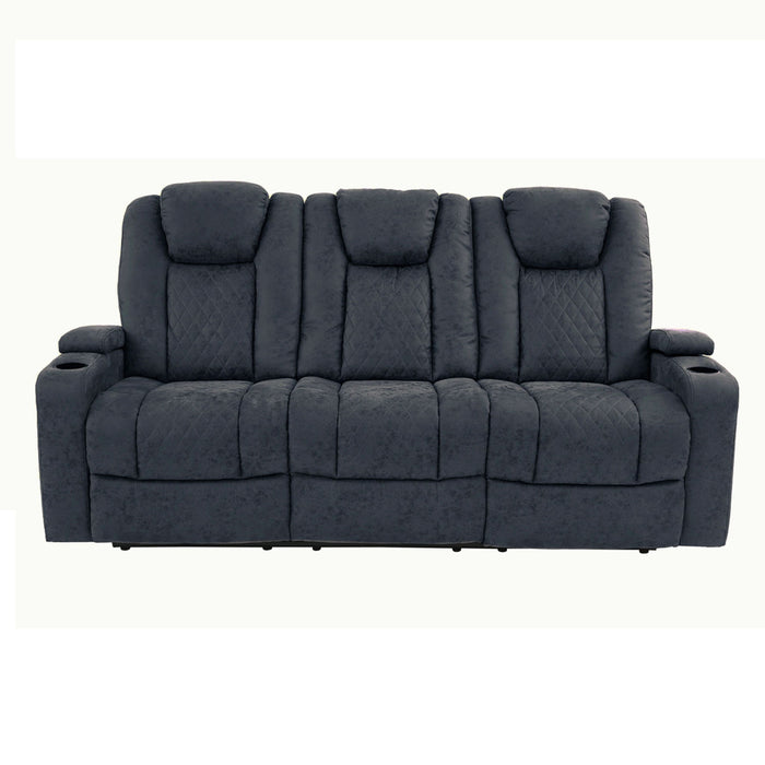 Power Reclining Sofa With Adjustable Headrest - Inky Blue