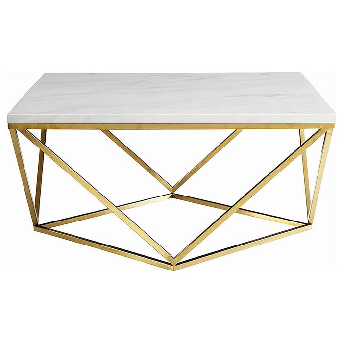 Orion - Coffee Table With Leg Geometric Design - White
