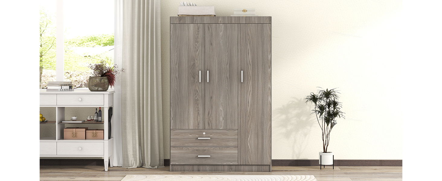 3 Door Wardrobe With 2 Drawers