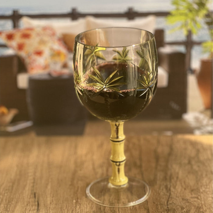Leadingware Palm Tree Plastic Wine Glasses (Set of 4), Bpa Free Acrylic, Unbreakable, 16Oz - Clear