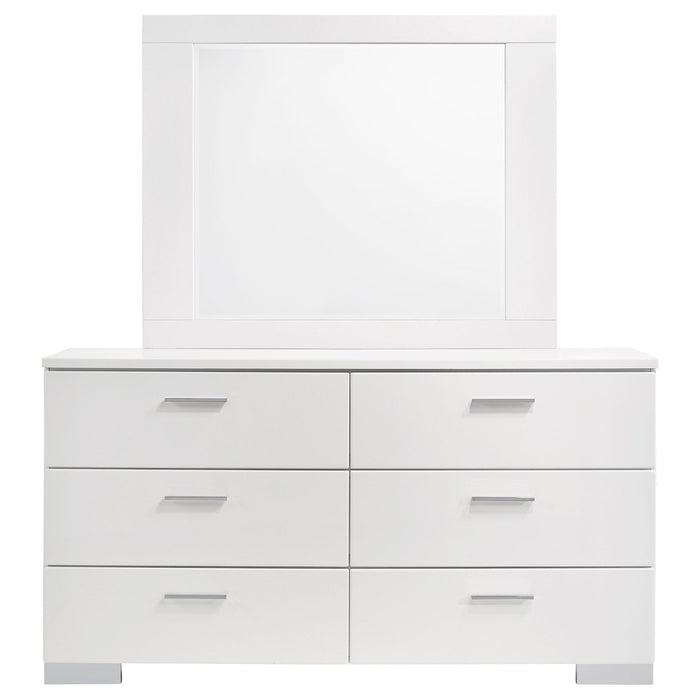 Dulcey - 6 Drawer Dresser With Mirror - Gloss White