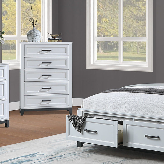 Bedroom Set, Bed With Drawers And Upholstered Headboard LED Lighting