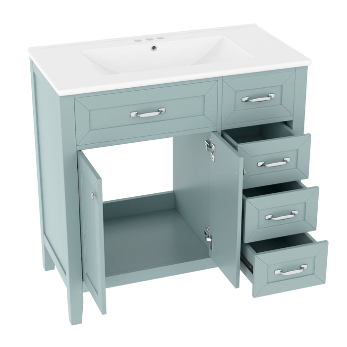 Modern Bathroom Vanity With Sink, Freestanding Design With Drawers And Doors
