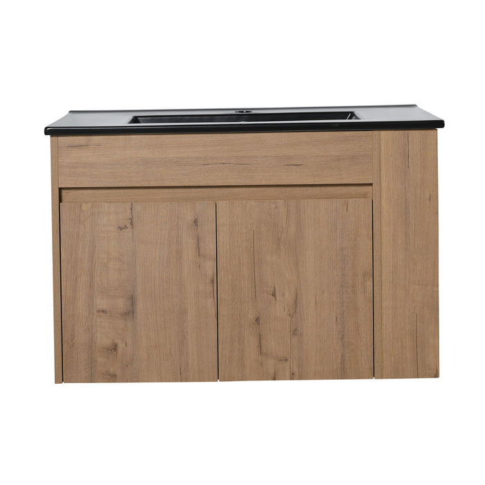 Wall Mounted Bathroom Vanity With Basin And Adjustable Open Shelf