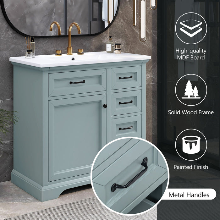 Bathroom Vanity With Sink, 2 Tip Out Drawers, Soft Close Hinges - Gray