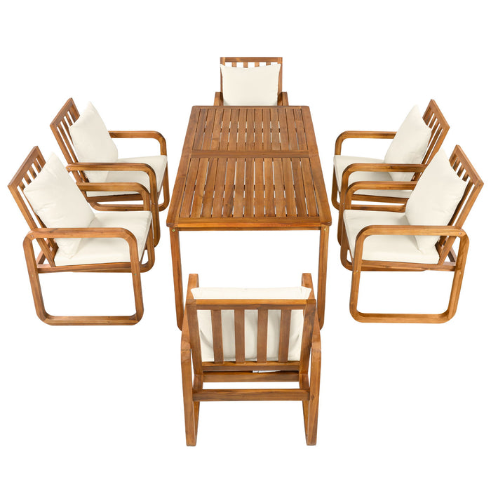 7 Piece Outdoor Patio Dining Set With Removable Cushions